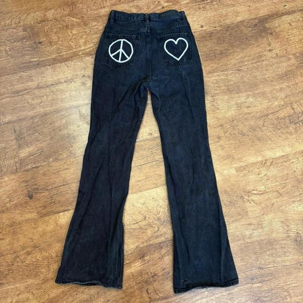 faded black pacsun high-rise peace and heart embroidered designs